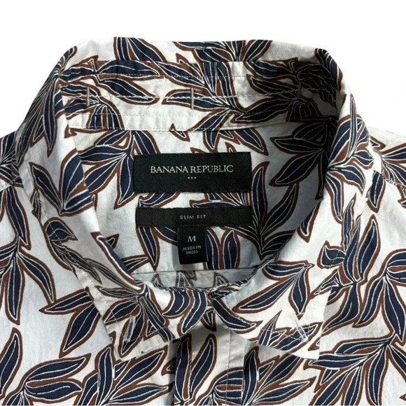 Banana Republic Men’s Button Down Leaf Pattern Slim Fit Shirt (Size M) - Picture 5 of 10